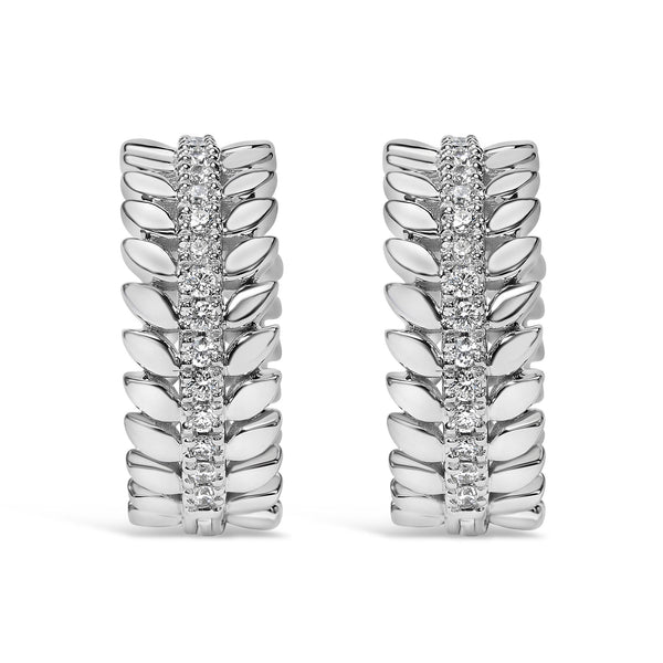 1/4 Ct. T.W. Lab-Grown Diamond Leafy Wreath Hoop Earrings in 14K White Gold, photo 2