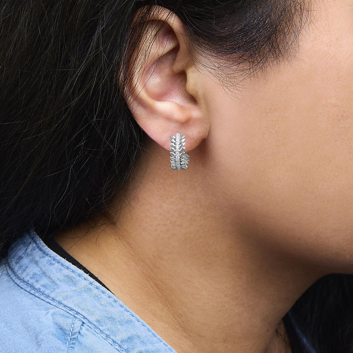 1/4 Ct. T.W. Lab-Grown Diamond Leafy Wreath Hoop Earrings in 14K White Gold, photo 3