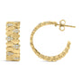 Aretes de aro en J con eslabón de pera pavé y diamantes de 3/8 ct. p.t. en plata de ley bañada en oro amarillo de 14K, foto 4