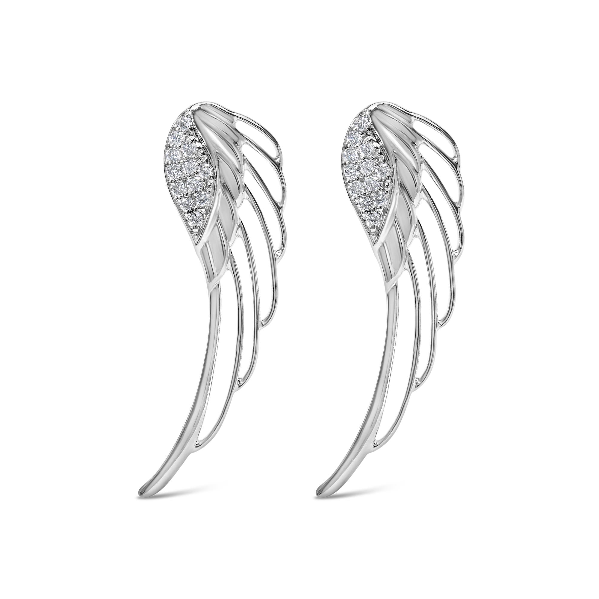 1/4 Ct. T.W. Lab-Grown Diamond Angel Wing Stud Earrings in 14K White Gold, photo 1