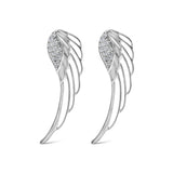 Aretes de botón de ala de ángel con diamantes cultivados en laboratorio de 1/4 ct. p.t. en oro blanco de 14K