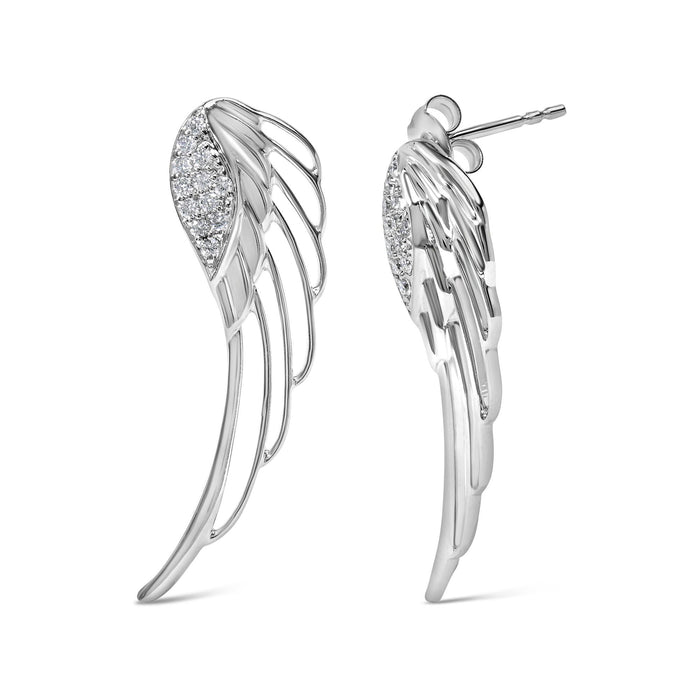 1/4 Ct. T.W. Lab-Grown Diamond Angel Wing Stud Earrings in 14K White Gold, photo 2