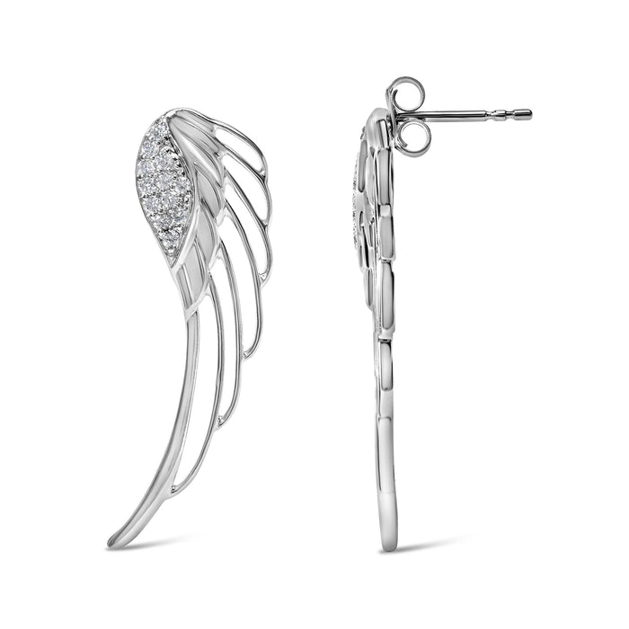1/4 Ct. T.W. Lab-Grown Diamond Angel Wing Stud Earrings in 14K White Gold, photo 4