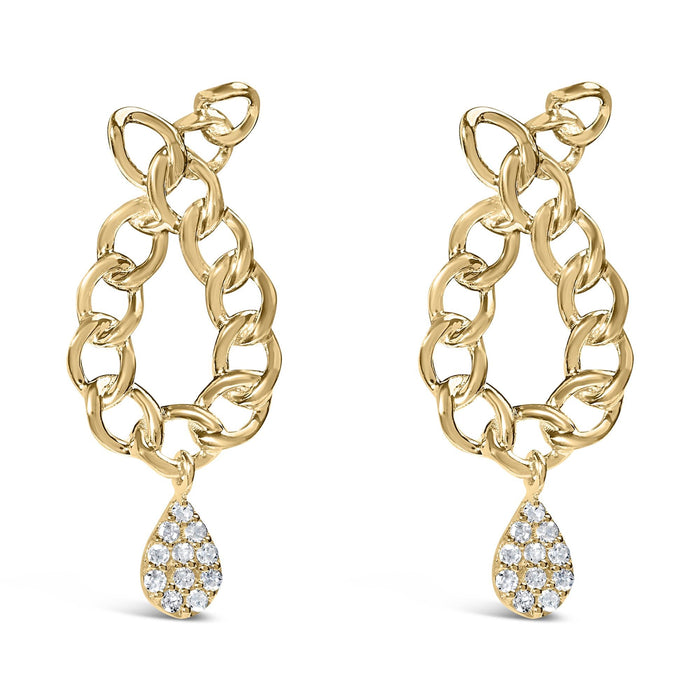 1/10 Ct. T.W. Diamond Chain Link Teardrop Dangle Earrings in 14K Yellow Gold-Plated Sterling Silver, photo 1