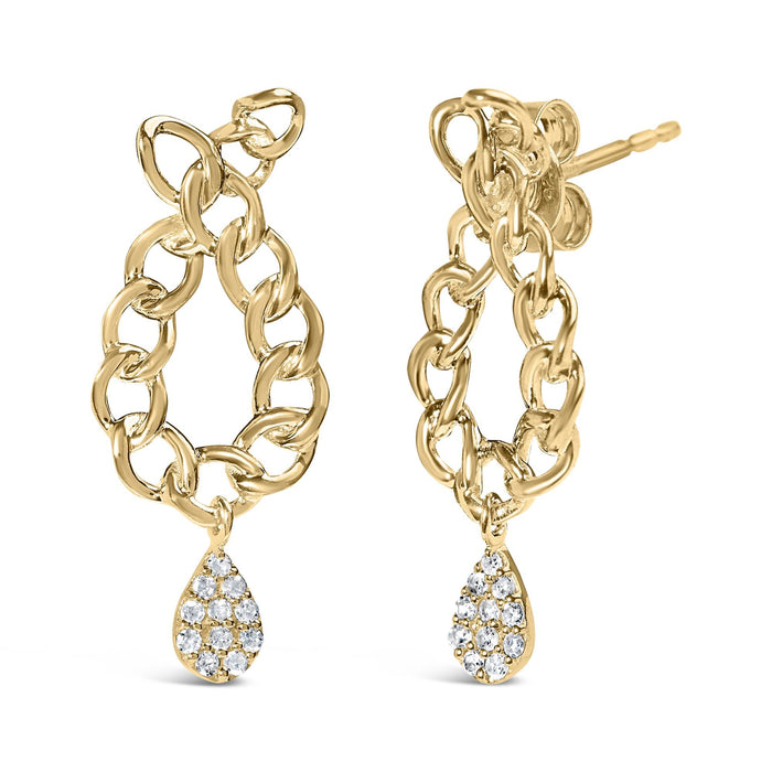 1/10 Ct. T.W. Diamond Chain Link Teardrop Dangle Earrings in 14K Yellow Gold-Plated Sterling Silver, photo 2