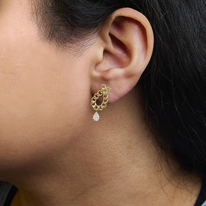 1/10 Ct. T.W. Diamond Chain Link Teardrop Dangle Earrings in 14K Yellow Gold-Plated Sterling Silver, photo 3