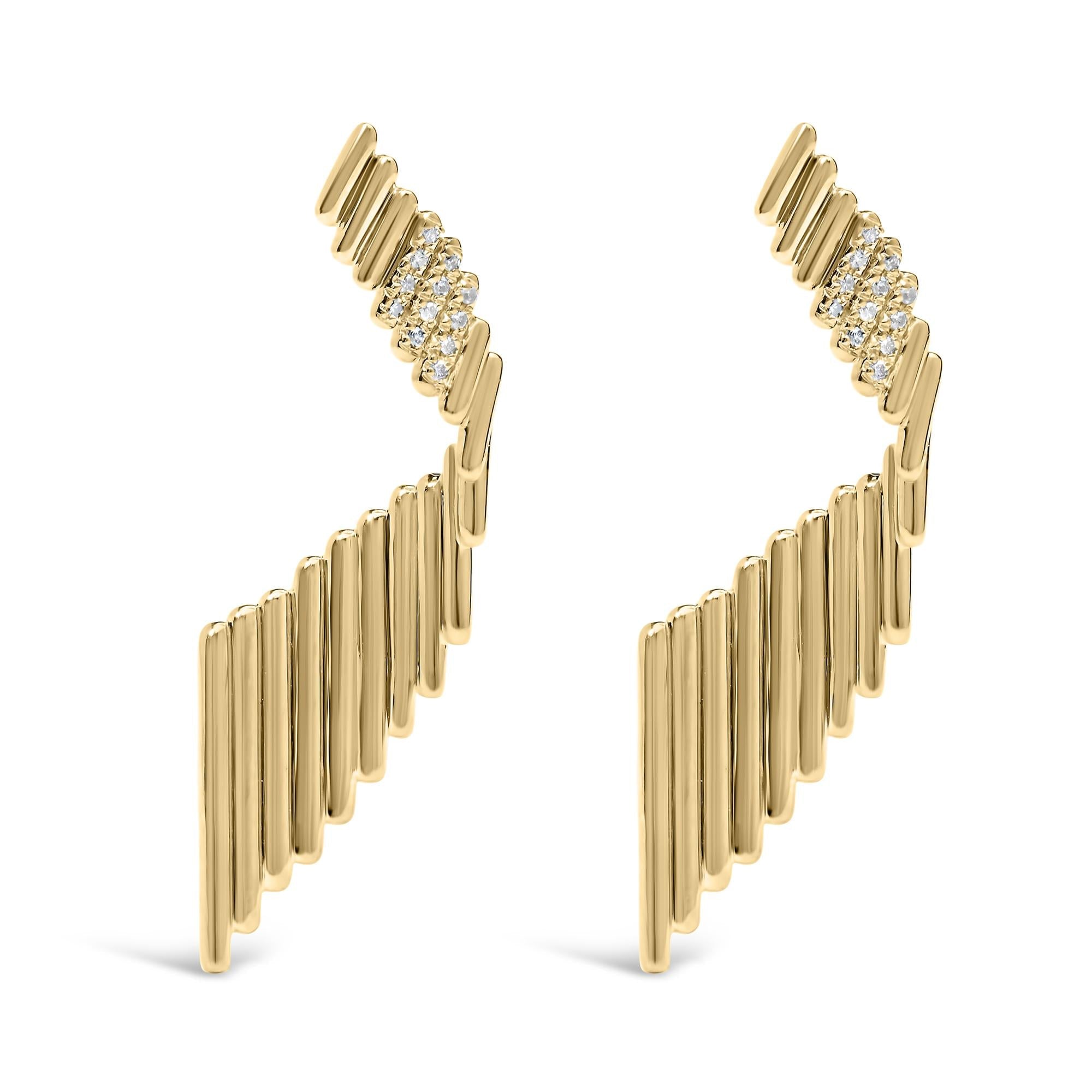 Sculpted Diamond Accent Drop Earrings in 14K Yellow Gold-Plated Sterling Silver, photo 1