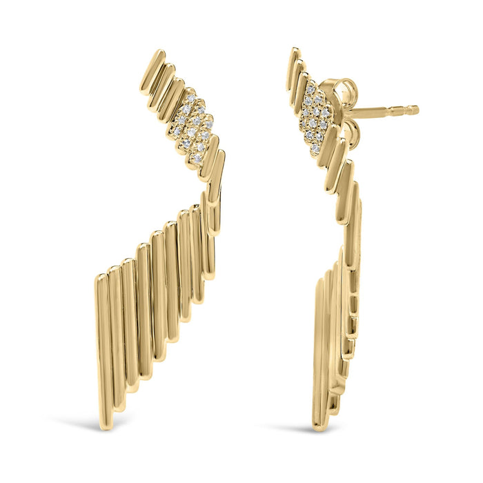 Sculpted Diamond Accent Drop Earrings in 14K Yellow Gold-Plated Sterling Silver, photo 2
