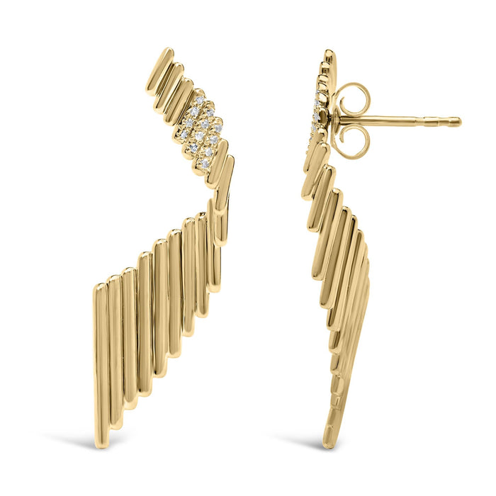 Sculpted Diamond Accent Drop Earrings in 14K Yellow Gold-Plated Sterling Silver, photo 4