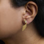 Sculpted Diamond Accent Drop Earrings in 14K Yellow Gold-Plated Sterling Silver, photo 3