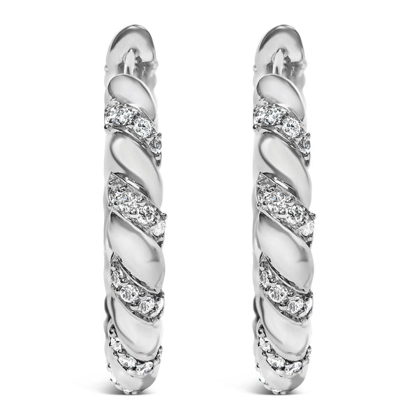 1 1/5 Ct. T.W. Lab-Grown Diamond Swirl Design Hoop Earrings in 14K White Gold, photo 2