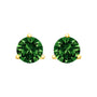 Aretes de botón solitarios con engaste martini de 3 garras y diamantes verdes cultivados en laboratorio en oro de 14K, foto 3