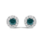 1/2 Ct. T.W. Treated Blue Diamond Halo Stud Earrings in Sterling Silver, photo 1