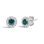 1/2 Ct. T.W. Treated Blue Diamond Halo Stud Earrings in Sterling Silver, photo 2