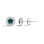 1/2 Ct. T.W. Treated Blue Diamond Halo Stud Earrings in Sterling Silver, photo 4