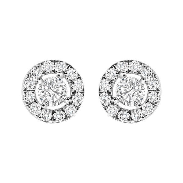 3/4 Ct. T.W. Lab-Grown Diamond Floating Halo Stud Earrings in 14K White Gold, photo 2