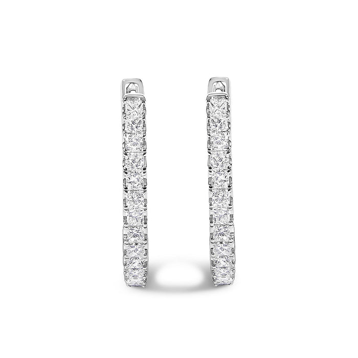 3 Ct. T.W. Princess Diamond Inside Out Elongated Hoop Earrings in 14K White Gold, photo 4