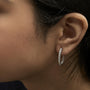 3 Ct. T.W. Princess Diamond Inside Out Elongated Hoop Earrings in 14K White Gold, photo 6