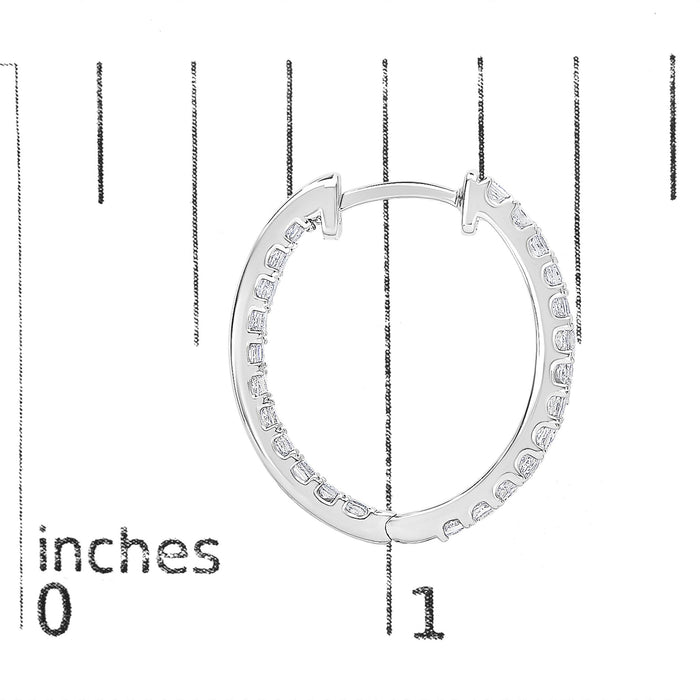 3 Ct. T.W. Princess Diamond Inside Out Elongated Hoop Earrings in 14K White Gold, photo 10