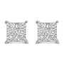 Aretes de botón cuadrados compuestos con diamantes talla princesa de 1/2 ct. p.t. en plata de ley, foto 1