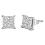Aretes de botón cuadrados compuestos con diamantes talla princesa de 1/2 ct. p.t. en plata de ley, foto 2