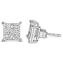 Aretes de botón cuadrados compuestos con diamantes talla princesa de 1/2 ct. p.t. en plata de ley, foto 4