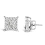 Aretes de botón cuadrados compuestos con diamantes talla princesa de 1 ct. p.t. en plata de ley, foto 1