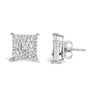 Aretes de botón cuadrados compuestos con diamantes talla princesa de 1 ct. p.t. en plata de ley, foto 4