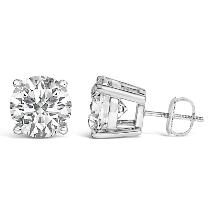 Round Lab-Grown Diamond Solitaire Stud Earrings with Screw Backs in 14K Gold