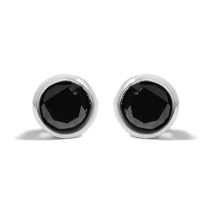 0.75 to 9.5 Ct. T.W. Round Brilliant-Cut Treated Black Diamond Bezel-Set Stud Earrings with Screw Backs in Sterling Silver, photo 7