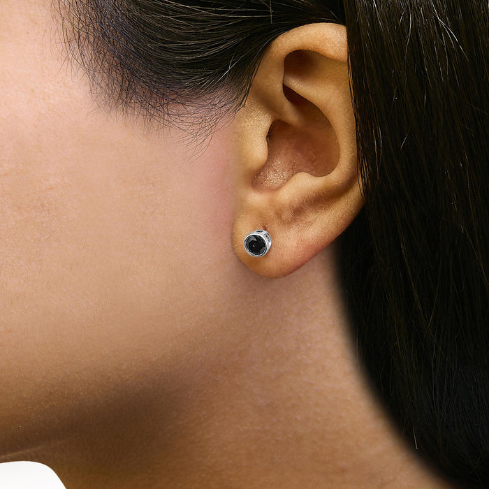 0.75 to 9.5 Ct. T.W. Round Brilliant-Cut Treated Black Diamond Bezel-Set Stud Earrings with Screw Backs in Sterling Silver, photo 23