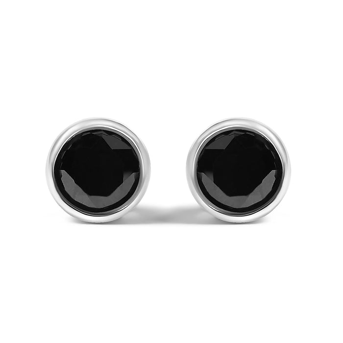 0.75 to 9.5 Ct. T.W. Round Brilliant-Cut Treated Black Diamond Bezel-Set Stud Earrings with Screw Backs in Sterling Silver, photo 6