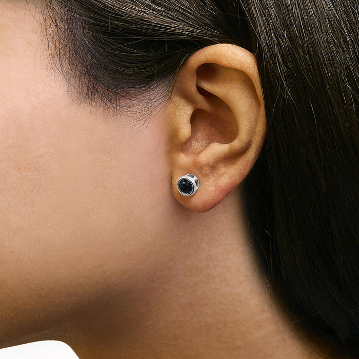 0.75 to 9.5 Ct. T.W. Round Brilliant-Cut Treated Black Diamond Bezel-Set Stud Earrings with Screw Backs in Sterling Silver, photo 22