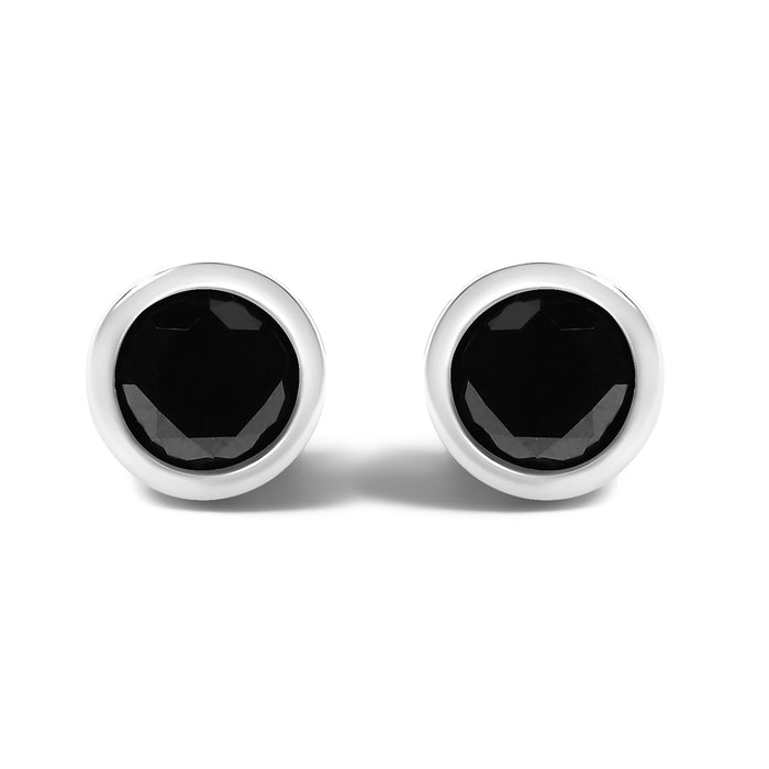 0.75 to 9.5 Ct. T.W. Round Brilliant-Cut Treated Black Diamond Bezel-Set Stud Earrings with Screw Backs in Sterling Silver, photo 5