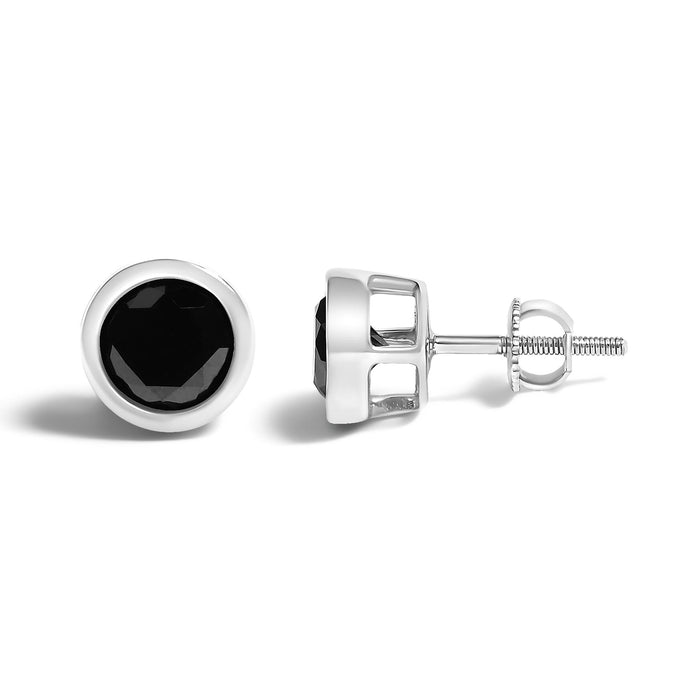 0.75 to 9.5 Ct. T.W. Round Brilliant-Cut Treated Black Diamond Bezel-Set Stud Earrings with Screw Backs in Sterling Silver, photo 33