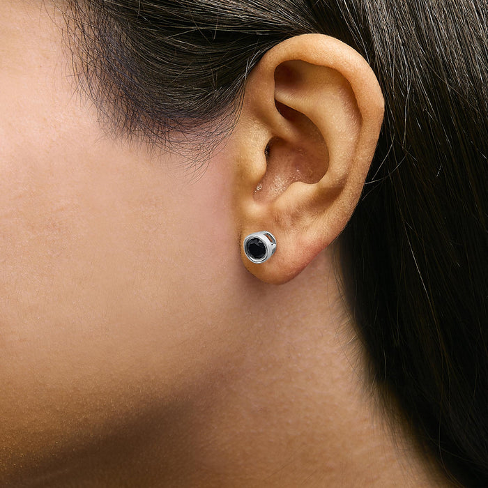 0.75 to 9.5 Ct. T.W. Round Brilliant-Cut Treated Black Diamond Bezel-Set Stud Earrings with Screw Backs in Sterling Silver, photo 21