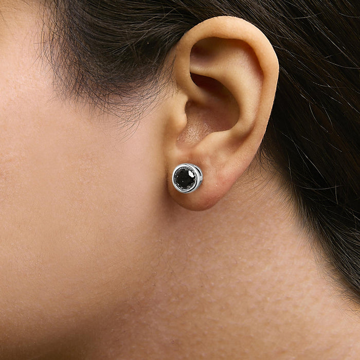 0.75 to 9.5 Ct. T.W. Round Brilliant-Cut Treated Black Diamond Bezel-Set Stud Earrings with Screw Backs in Sterling Silver, photo 20