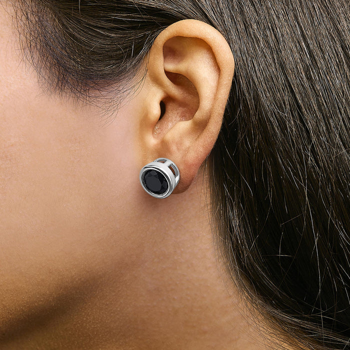 0.75 to 9.5 Ct. T.W. Round Brilliant-Cut Treated Black Diamond Bezel-Set Stud Earrings with Screw Backs in Sterling Silver, photo 17