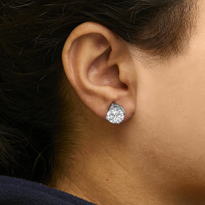 Round Lab-Grown Diamond Solitaire Stud Earrings with Screw Backs in 14K Gold