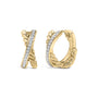 1/5 Ct. T.W. Diamond Twisted Design Hoop Earrings in 14K Yellow Gold-Plated Sterling Silver, photo 1