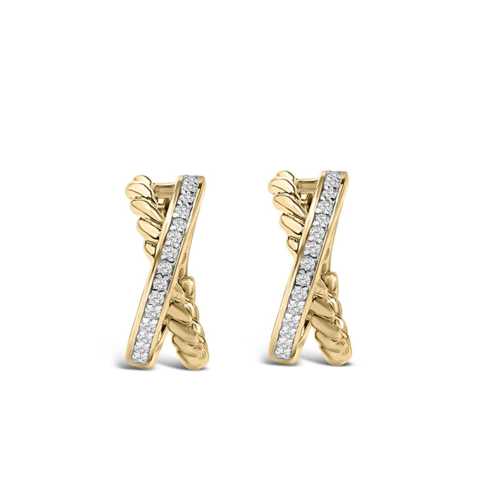 1/5 Ct. T.W. Diamond Twisted Design Hoop Earrings in 14K Yellow Gold-Plated Sterling Silver, photo 2