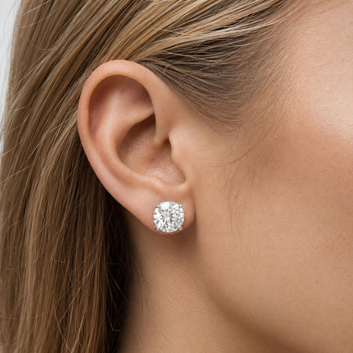 Round Lab-Grown Diamond Solitaire Stud Earrings with Screw Backs in 14K Gold