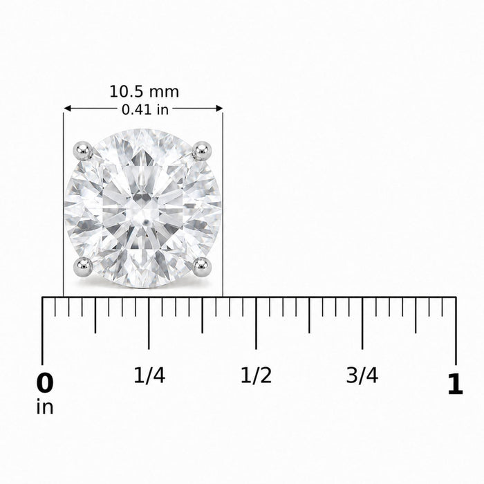 Round Lab-Grown Diamond Solitaire Stud Earrings with Screw Backs in 14K Gold