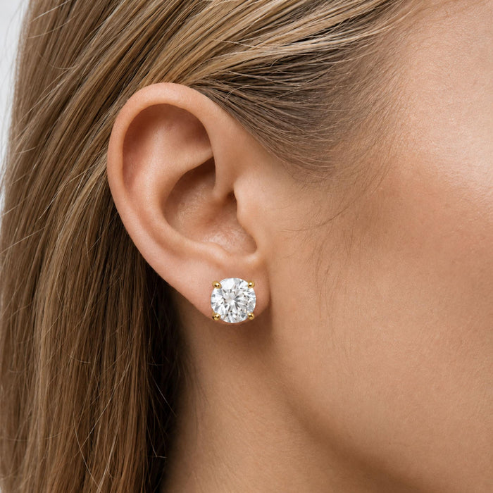 Round Lab-Grown Diamond Solitaire Stud Earrings with Screw Backs in 14K Gold