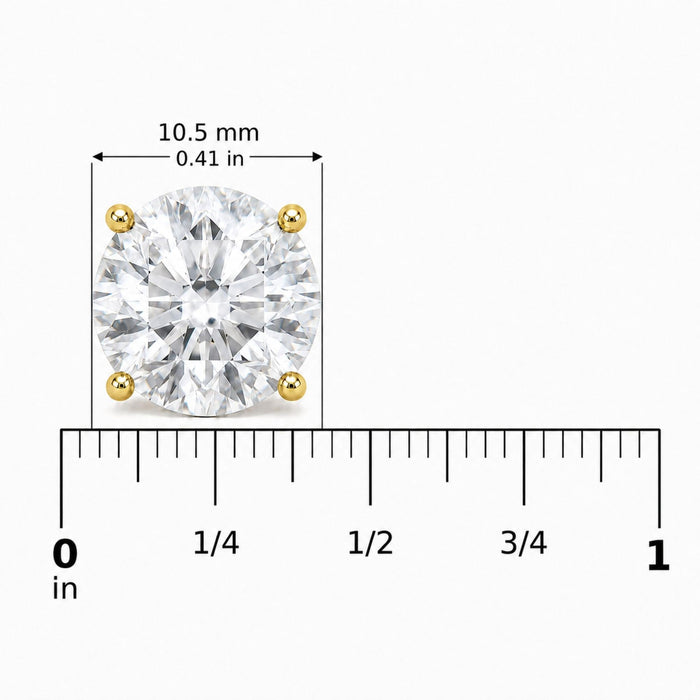 Round Lab-Grown Diamond Solitaire Stud Earrings with Screw Backs in 14K Gold