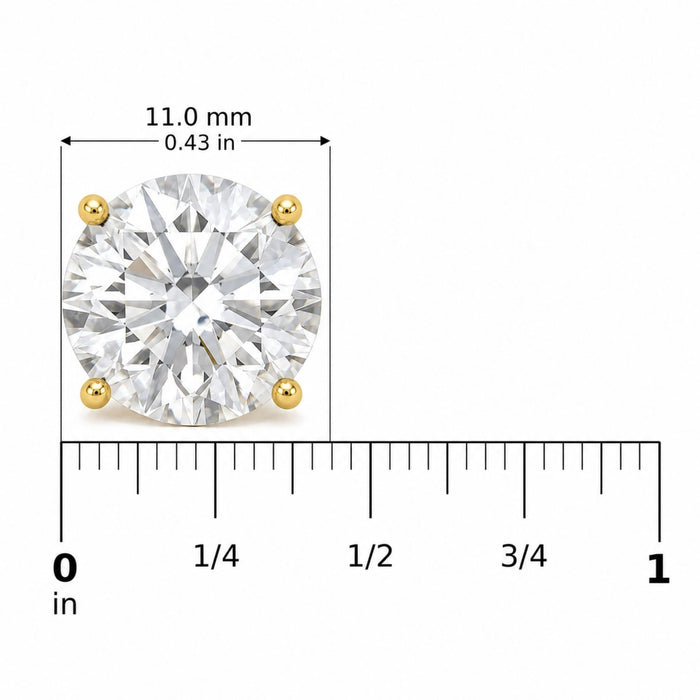Round Lab-Grown Diamond Solitaire Stud Earrings with Screw Backs in 14K Gold