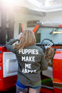 Puppies Make Me Happy Military Button-Up Shirt