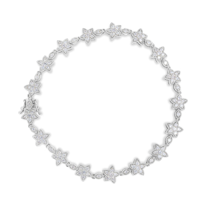 1 1/5 Ct. T.W. Round Diamond Floral Star-Shaped Link Bracelet -Size in 14K Gold, photo 2