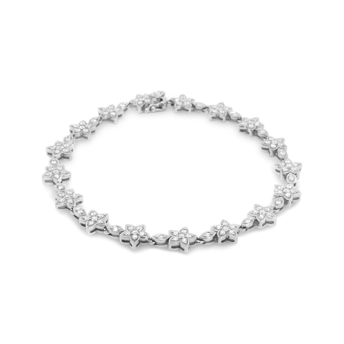 1 1/5 Ct. T.W. Round Diamond Floral Star-Shaped Link Bracelet -Size in 14K Gold, photo 10