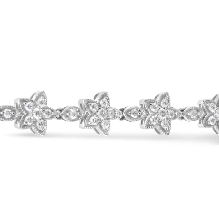 1 1/5 Ct. T.W. Round Diamond Floral Star-Shaped Link Bracelet -Size in 14K Gold, photo 12